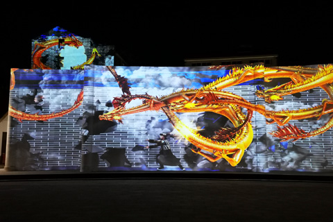 建筑投影?浙江武俠廣場大型墻體秀